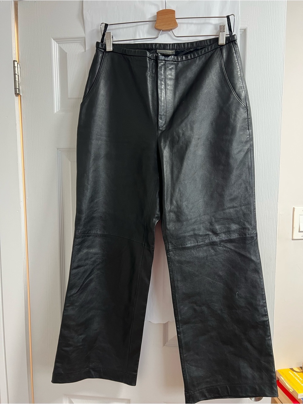 Vintage Banana Republic Black  Leather Wide-Leg Pants